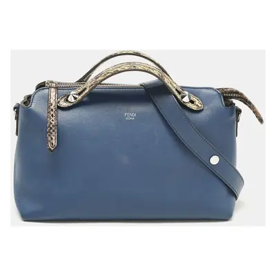 Fendi Navy Blue/Beige Leather and Python By The Way Bag