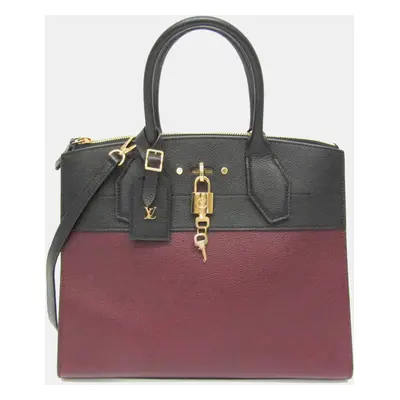 Louis Vuitton Bordeaux/Noir Taurillon City Steamer MM Handbag