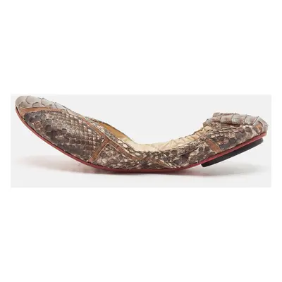 Zeferino Brown Python Scrunch Ballet Flats Size