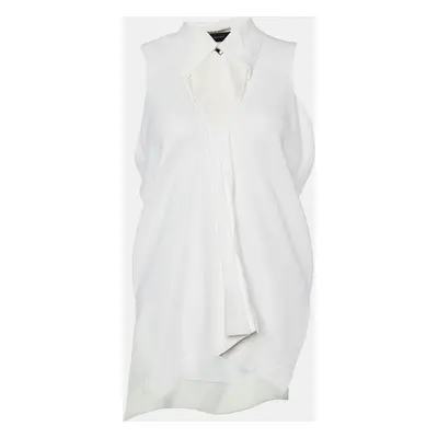 Roland Mouret White Crepe Sleeveless V Neck Top