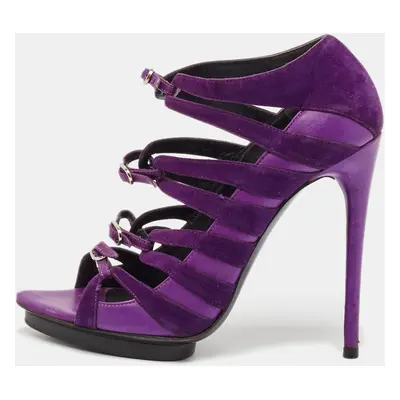 Balenciaga Purple Suede Strappy Sandals Size