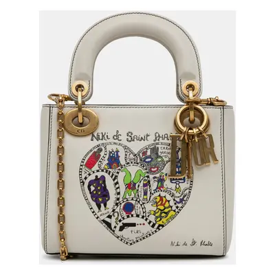 Dior White Niki de Saint Phalle Mini Calfskin Lady Dior