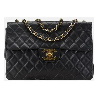 Chanel Black Lambskin Matelasse Coco Mark Chain Shoulder Bag