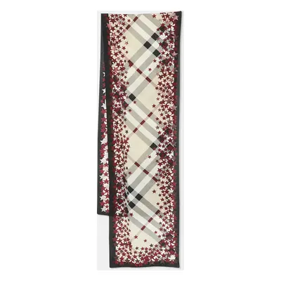 Burberry Red/Beige Stars and Nova Check Chiffon Scarf