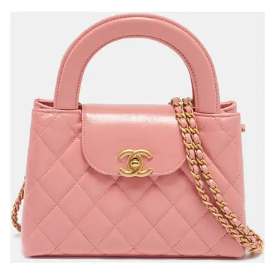 Chanel Coral Pink Quilted Leather Mini Kelly Bag