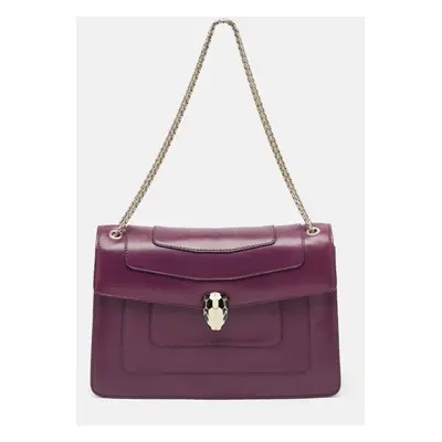 Bvlgari Purple Leather Serpenti Forever Shoulder Bag