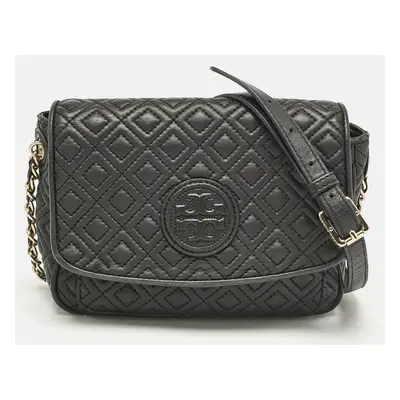 Tory Burch Black Quilted Leather Marion Crossbody Bag