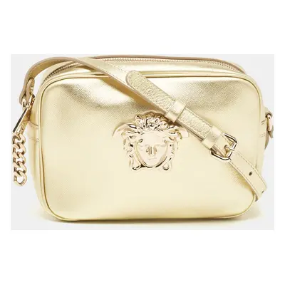 Versace Gold Leather Medusa Camera Crossbody Bag