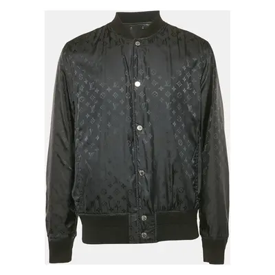 Louis Vuitton Black Leather Reversible Button Front Jacket