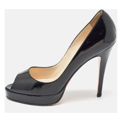 Christian Louboutin Black Patent Leather Platform Peep Toe Pumps Size