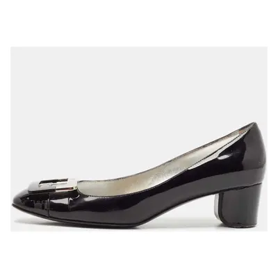 Roger Vivier Black Patent Leather U-Look Pumps Size 37.5