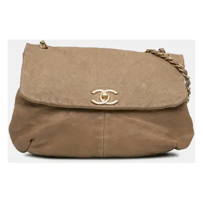 Chanel Brown Grained Metallic Calfskin Trianon Messenger Flap