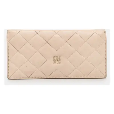 CH Carolina Herrera Cream Leather Continental Bifold Wallet