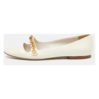 Miu Miu Off White Patent Leather Mary Jane Ballet Flats Size