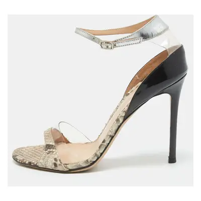 Gianvito Rossi Tricolor Patent Leather, Python and PVC Ankle Strap Sandals Size