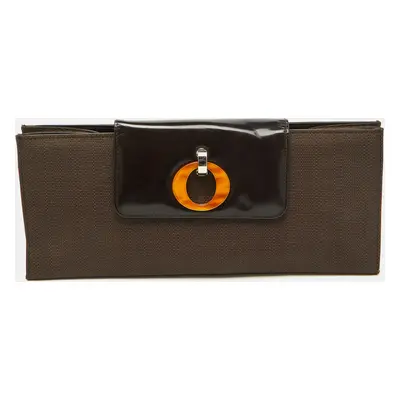 Dior Dark Brown Canvas and Leather Vintage Flap Clutch