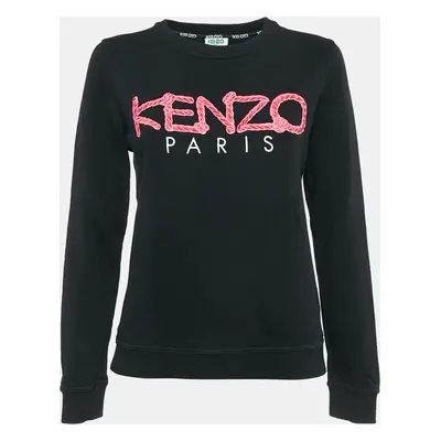 Kenzo Black Logo Bondage Fuxia Writing Cotton Sweatshirt