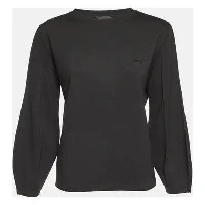 Emporio Armani Black Jersey Crew Neck Jumper