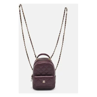 Chanel Burgundy Quilted Caviar Leather Mini CC Classic Backpack