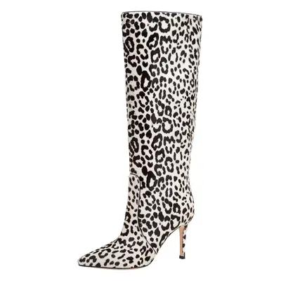 Gianvito Rossi White/Brown Calf Hair Knee Length Boots Size