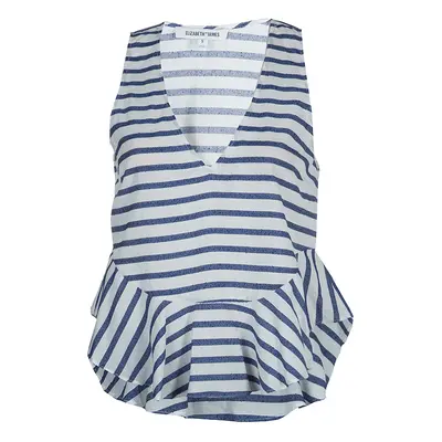 Elizabeth and James White and Blue Striped Peplum Top