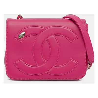 Chanel Pink Lambskin CC Mania Flap Bag