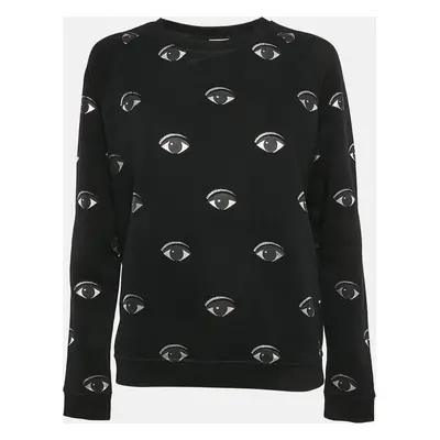 Kenzo Black Eye Logo Printed Cotton Knit Sweatshirt