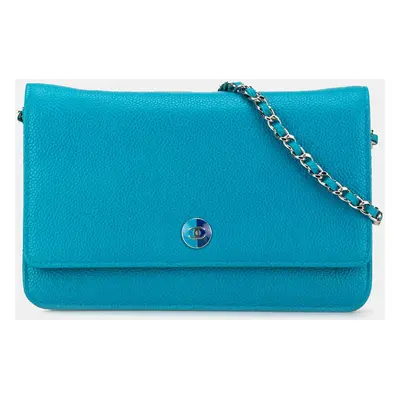 Chanel Blue Caviar Bicolor CC Wallet On Chain