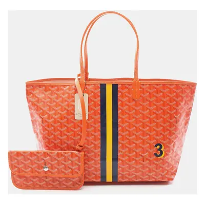 Goyard Orange Multicolor Coated Canvas Leather Saint Louis PM Tote Bag