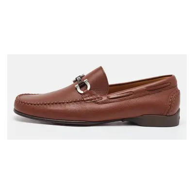 Salvatore Ferragamo Brown Leather Gancini Penny Loafers Size 41.5