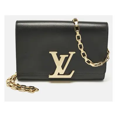 Louis Vuitton Black Leather Louise Chain Clutch