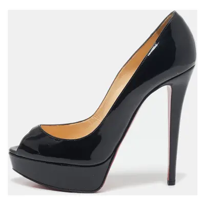 Christian Louboutin Black Patent Leather Lady Peep Pumps Size