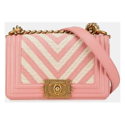 Chanel Pink Chevron Small Braided Boy Flap Bag