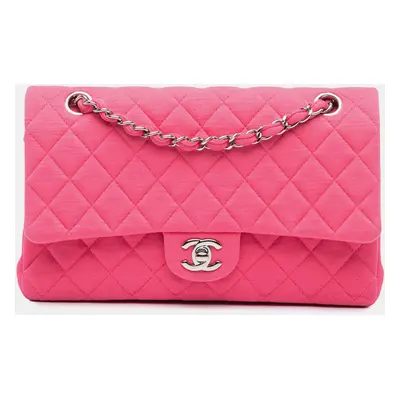 Chanel Pink Medium Classic Jersey Double Flap Bag