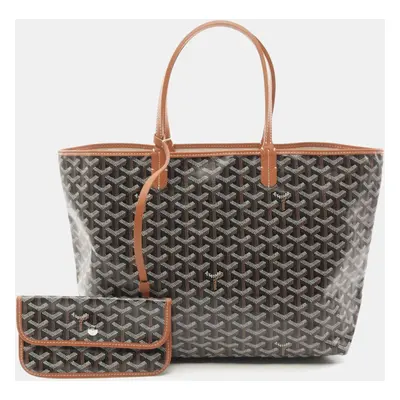 Goyard Black Brown White Coated Canvas Leather Saint Louis PM Tote Bag