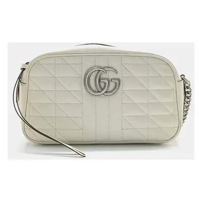 Gucci White Leather Marmont Crossbody Bag