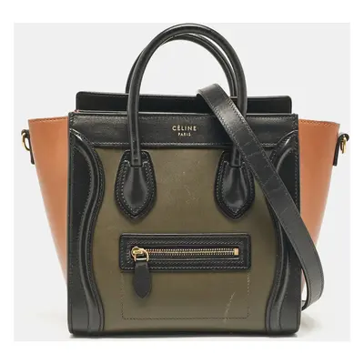 Celine Tri Color Leather Nano Luggage Tote