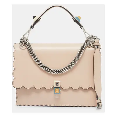 Fendi Beige Scalloped Leather Medium Kan I Shoulder Bag