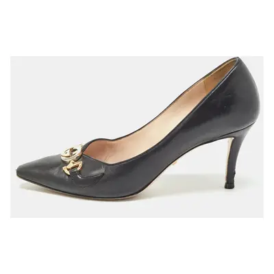 Gucci Black Leather GG Zumi Pumps Size