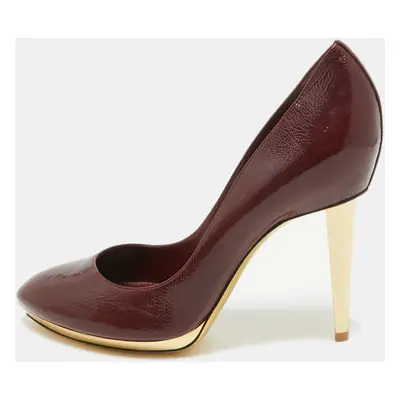 Sergio Rossi Burgundy Patent Leather Pointed Toe Pumps Size 40.5