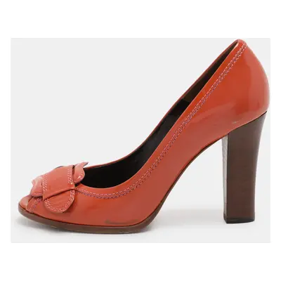 Fendi Orange Patent Leather B Buckle Pumps Size 36.5