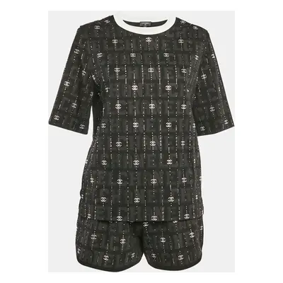 Chanel Black CC Rhinestone Cotton Jersey T-Shirt and Shorts Set