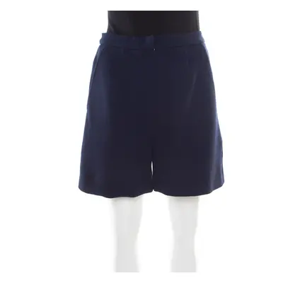 Roksanda Ilincic Navy Blue Wool Crepe High Waist Breton Shorts