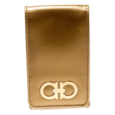 Salvatore Ferragamo Gold Leather iPhone Case