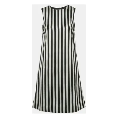 Dolce & Gabbana Monochrome Striped Cotton Sleeveless Mini Dress