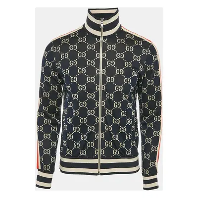 Gucci Navy Blue GG Supreme Jacquard Knit Zip-Up Track Jacket