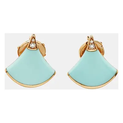 Bvlgari Divas' Dream Turquoise Diamond 18k Rose Gold Earrings