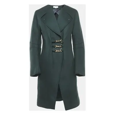 Esteban Cortazar Green Felt Mid-Length Coat