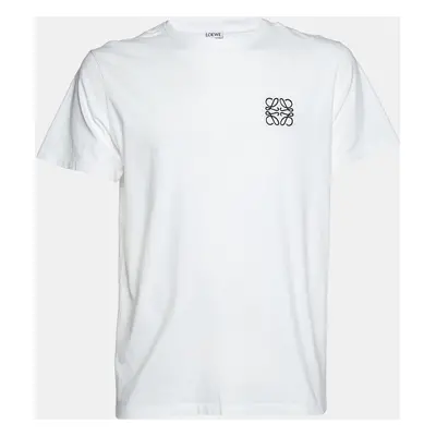 Loewe White Logo Embroidered Cotton T-Shirt