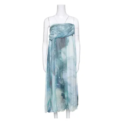 Matthew Williamson Printed Silk Draped Strapless Dress